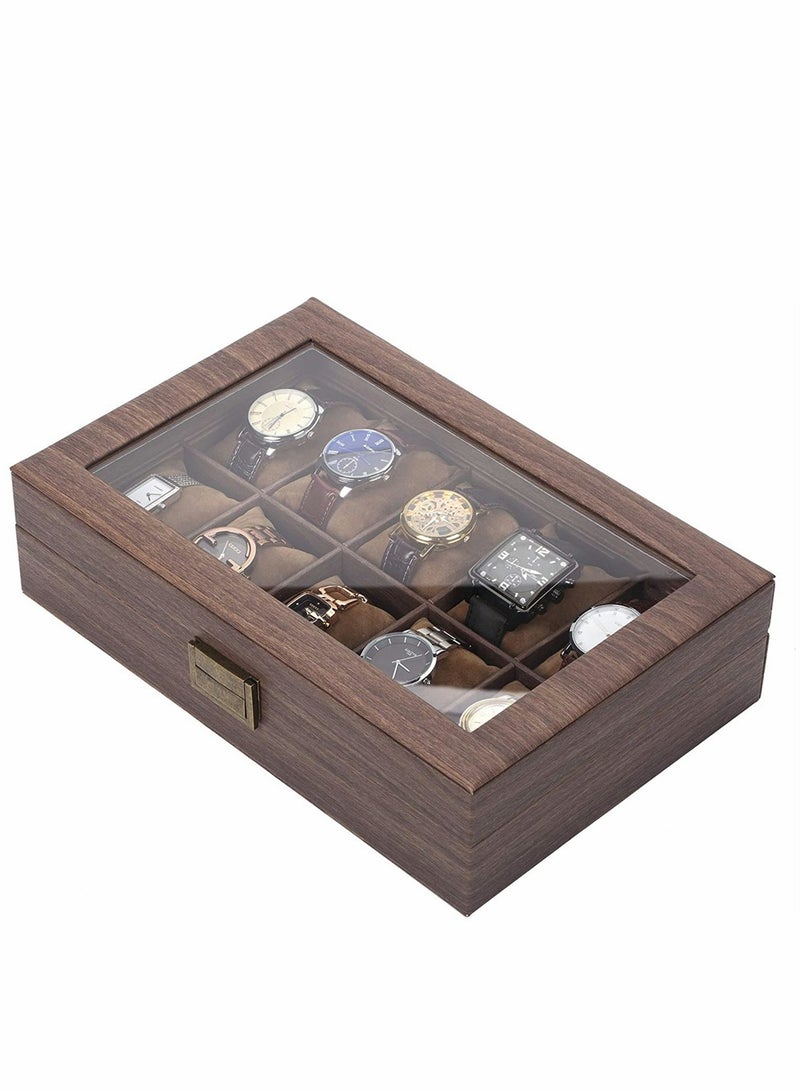 Watch Organizer Box 10 Grid Watch Storage Box Watch Roll Storage Case Watch Display Case with Anti-move Watch Pillow for Men Women Fits Most Watch Band Not Include Watch