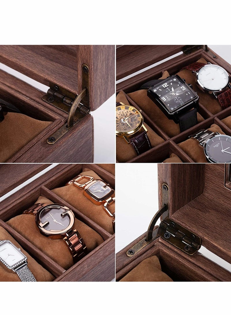 Watch Organizer Box 10 Grid Watch Storage Box Watch Roll Storage Case Watch Display Case with Anti-move Watch Pillow for Men Women Fits Most Watch Band Not Include Watch