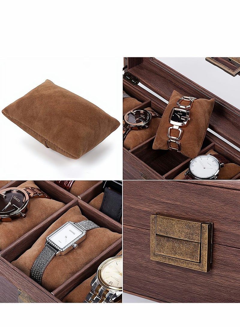 Watch Organizer Box 10 Grid Watch Storage Box Watch Roll Storage Case Watch Display Case with Anti-move Watch Pillow for Men Women Fits Most Watch Band Not Include Watch