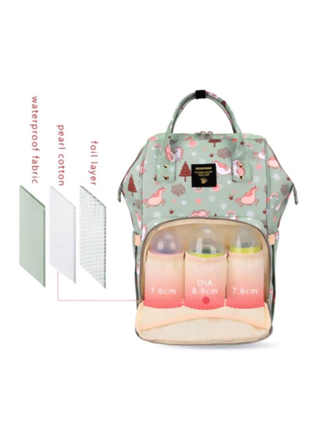 Diaper Backpack Unicorn Printed Waterproof - Green Dream Sky