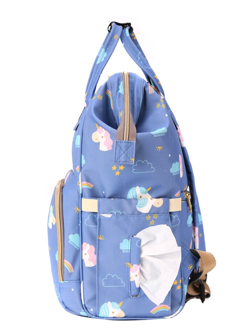 Diaper Bag With USB - Unicorn Blue