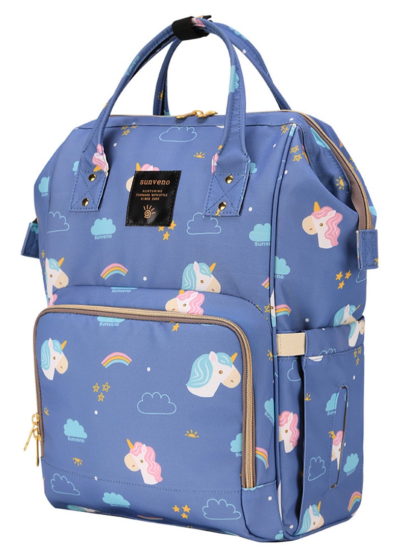 Diaper Bag With USB - Unicorn Blue