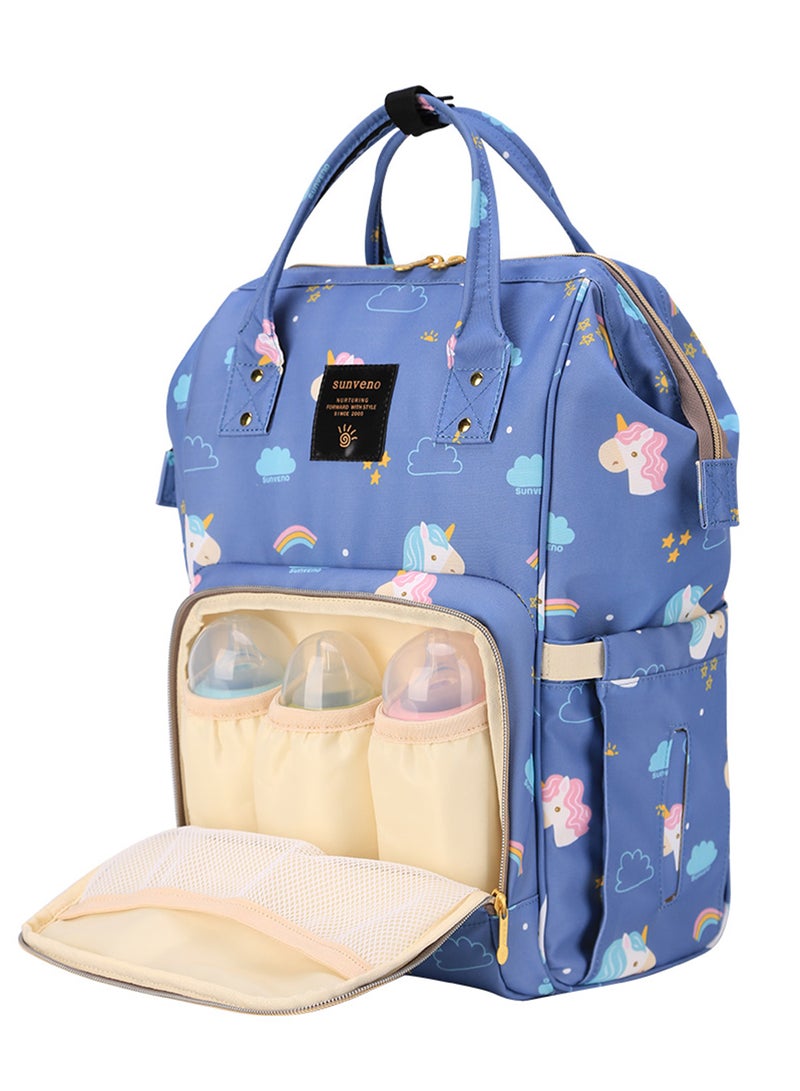 Diaper Bag With USB - Unicorn Blue