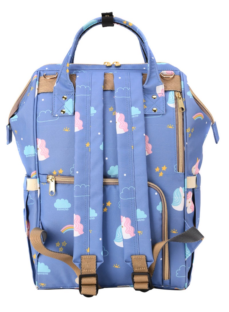 Diaper Bag With USB - Unicorn Blue