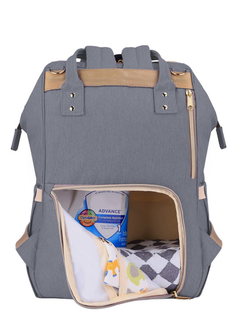 Multifunction Travel Backpack Diaper Bag With USB - Grey