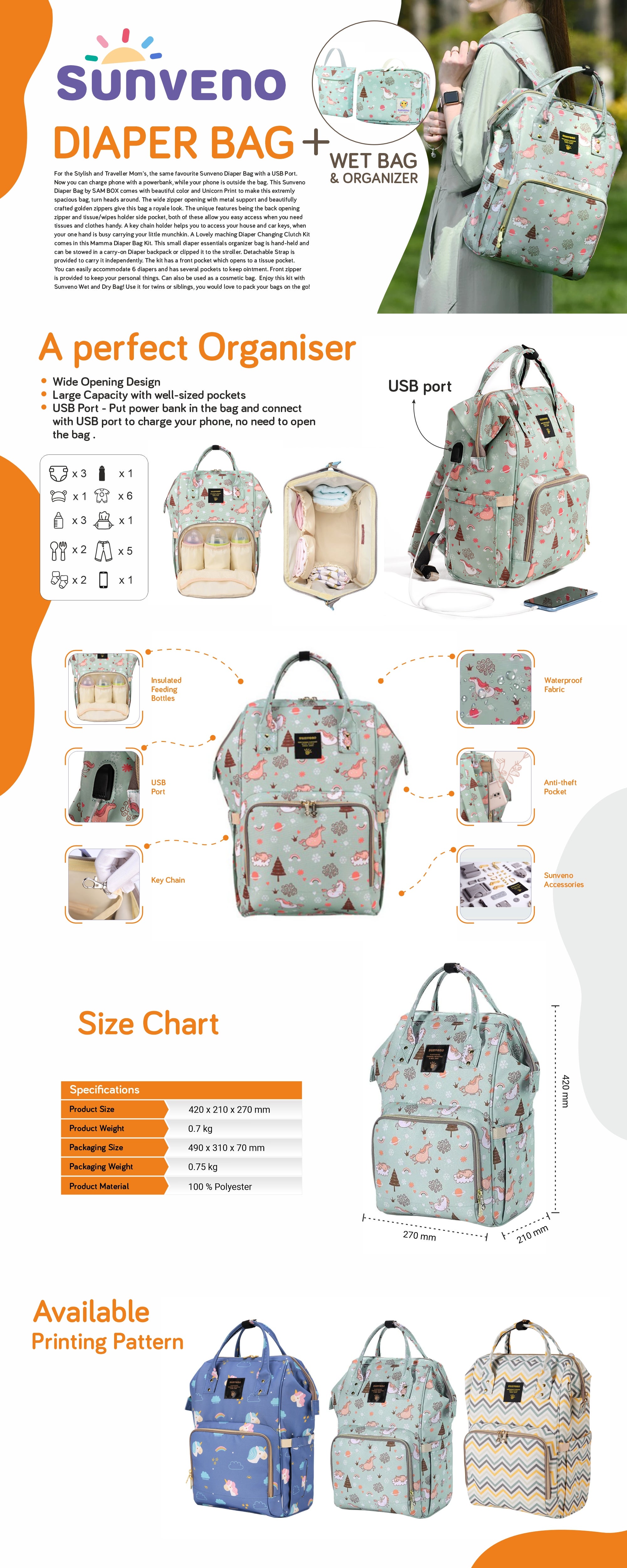 Diaper Travel Kit - Green Dream Sky
