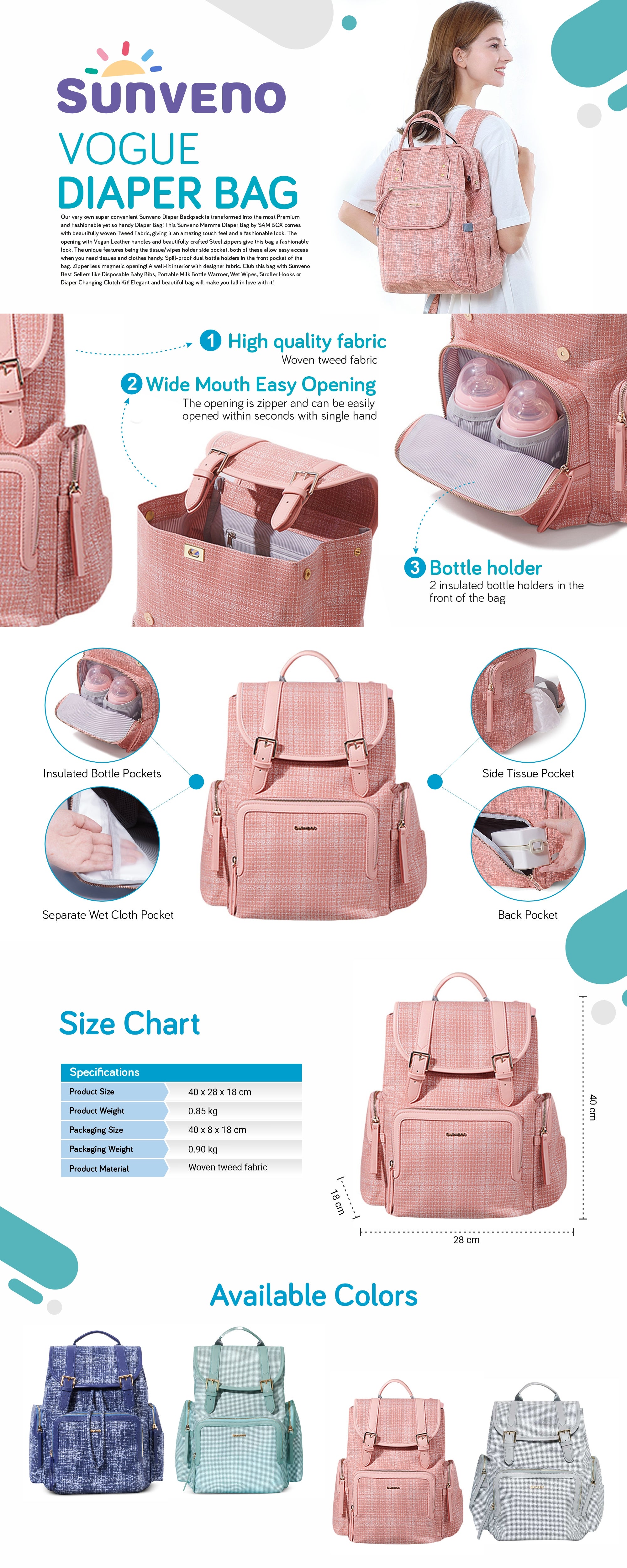 Vogue Diaper Bag - Tanned Rose