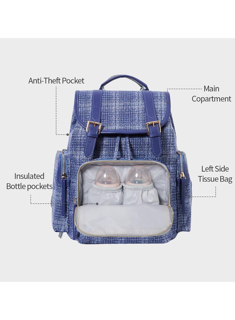 Zipper Less Magnetic Opening Vogue Diaper Bag - Blue