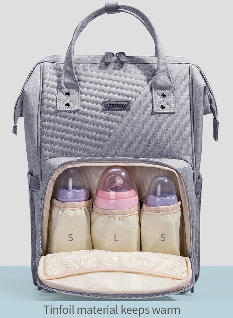 Diaper Backpack And USB Charging Port With Stroller Hooks - Grey