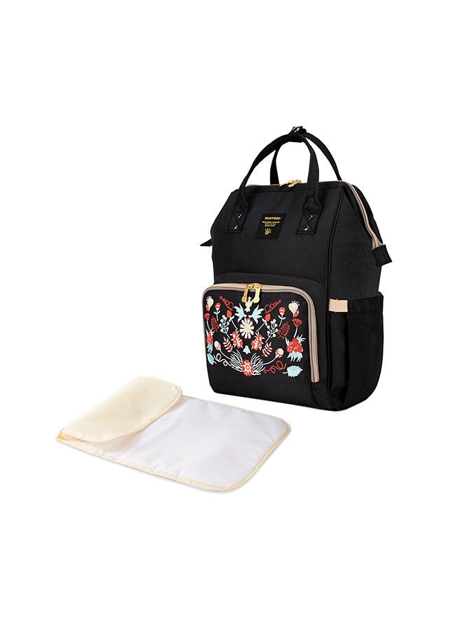 Diaper Bag With USB Charging Port And Changing Mat - Black