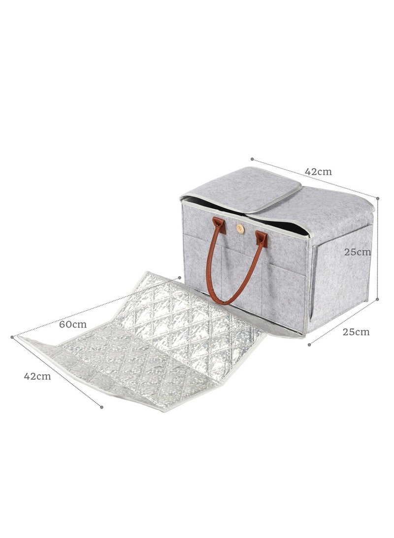 2 In 1 Diaper Caddy With Mat XL - Grey