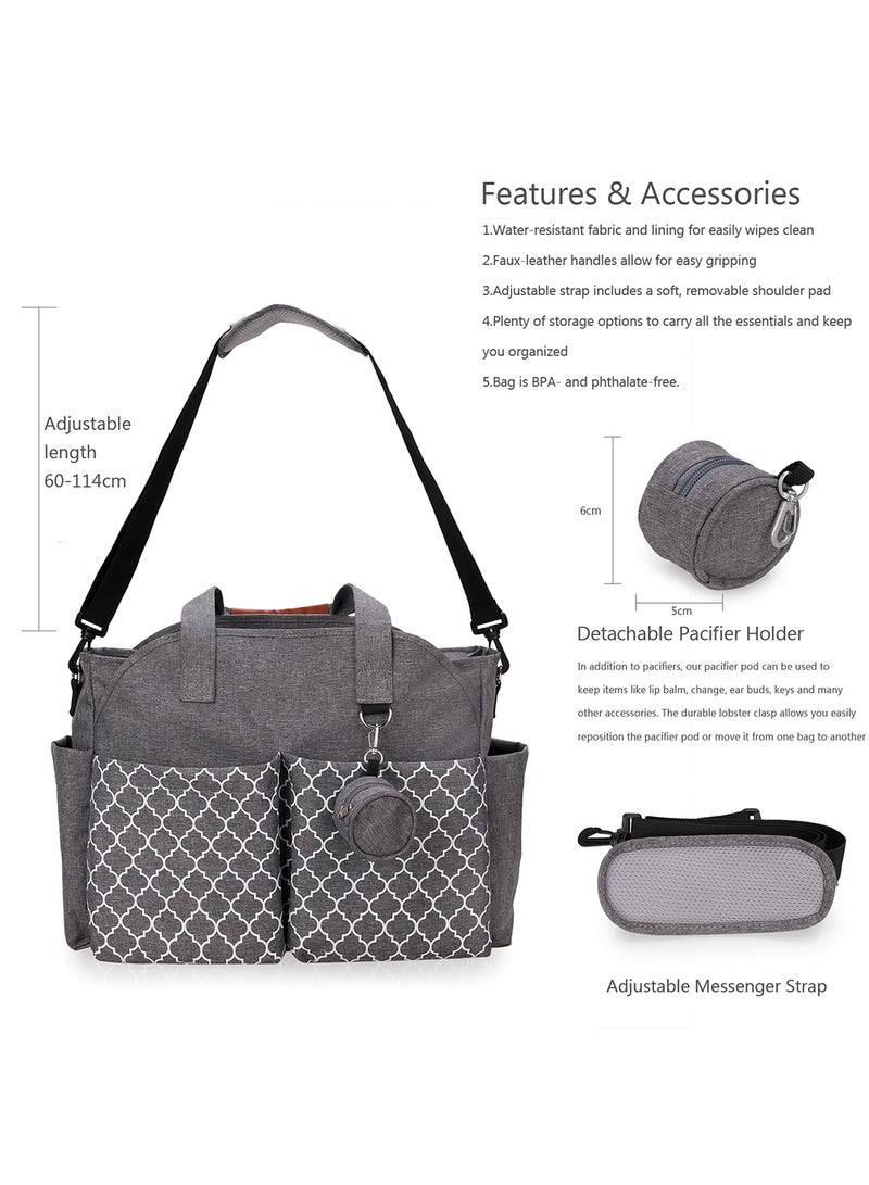 Multifunctional Signature Diaper Bag With Changing Mat - Grey