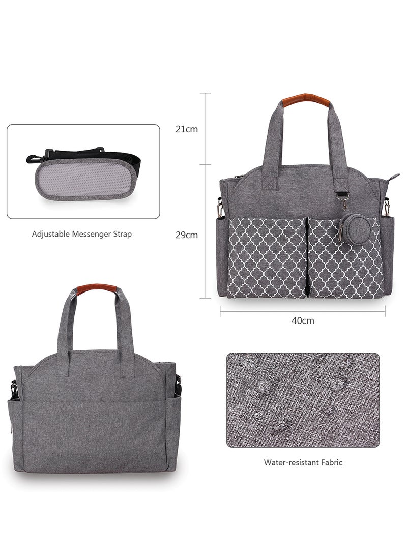 Multifunctional Signature Diaper Bag With Changing Mat - Grey