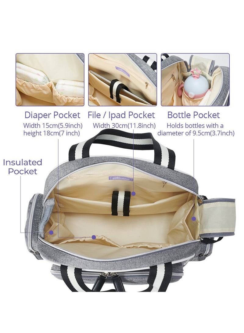 Signature Maternity Diaper Bag With Stroller Hooks Grey