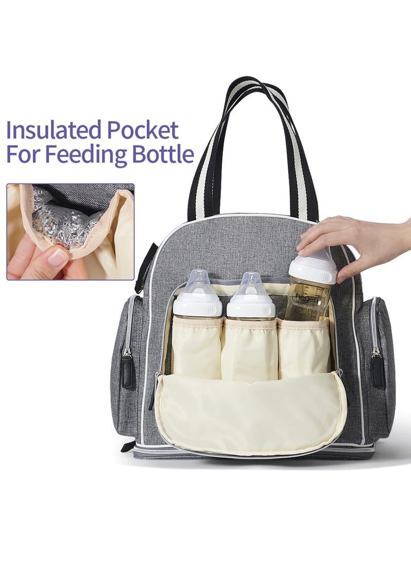 Signature Maternity Diaper Bag With Stroller Hooks Grey