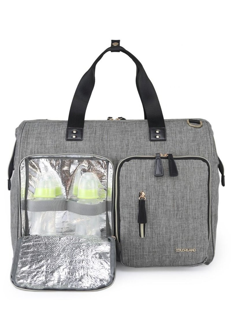 Gabrielle Mom Dad Xl Travel Diaper Bag With Diaper Changing Mat - Grey