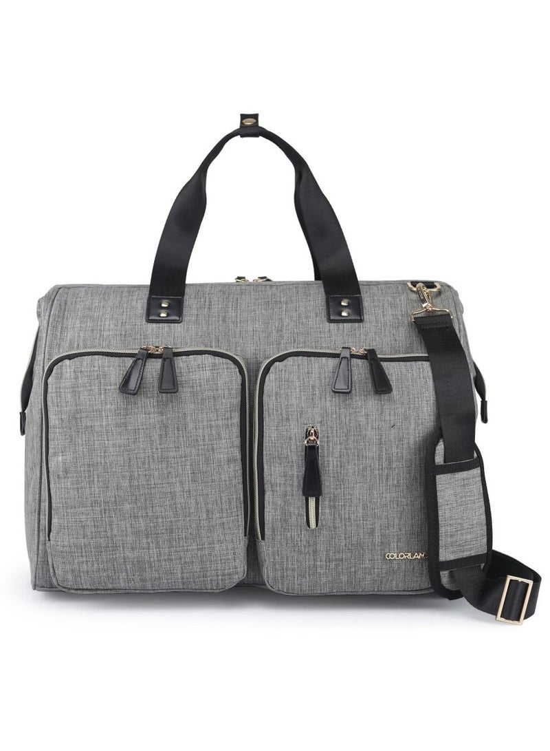 Gabrielle Mom Dad Xl Travel Diaper Bag With Diaper Changing Mat - Grey