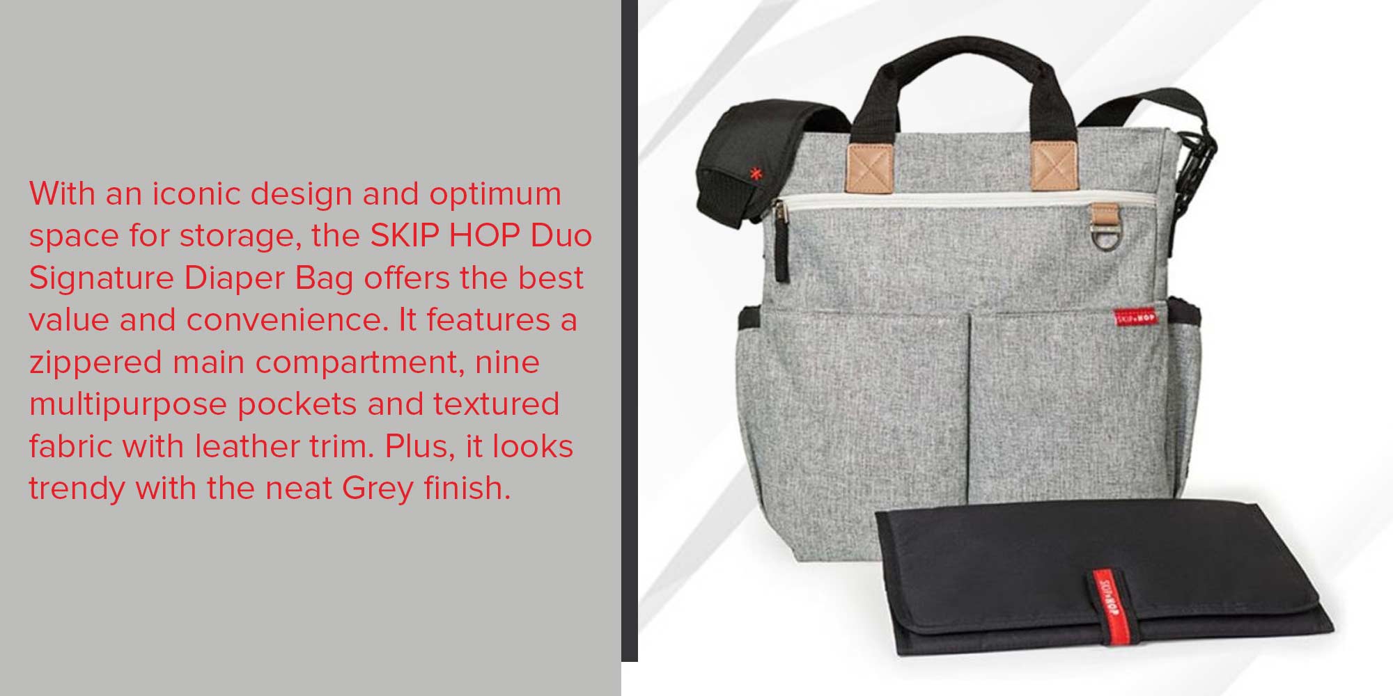 Duo Signature Diaper Bag - Grey Melange