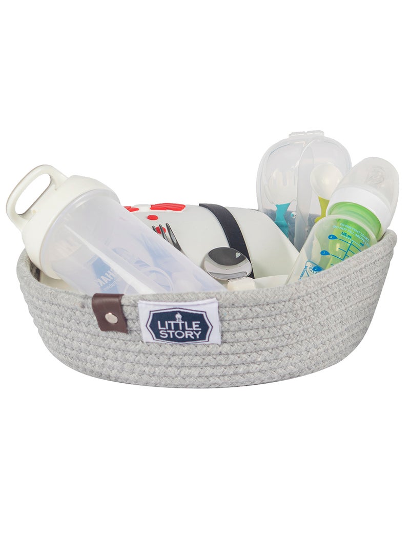 Set Of 3 Multipurpose Rope Baskets For Baby Accessories - Grey