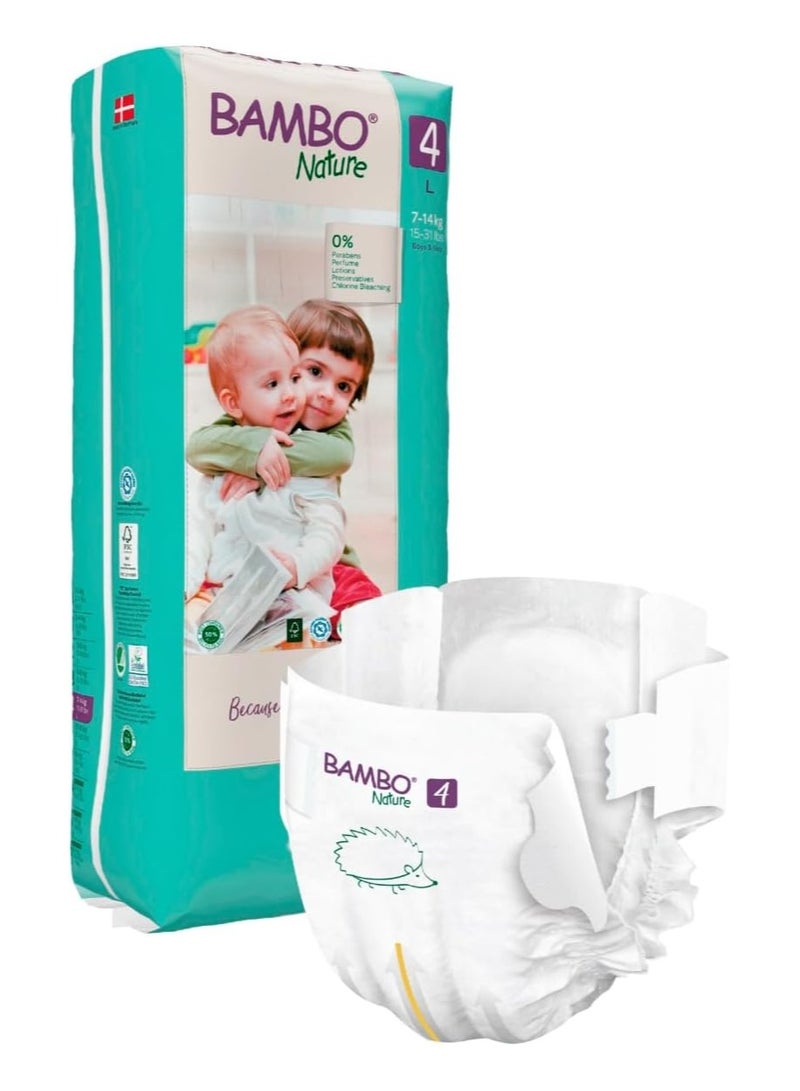 BAMBO NATURE Eco-Friendly tapped Diaper Size 4, 7-14kg, incredibly soft, Ultra Absorb channels (Pack of 48 diapers) Tall pack