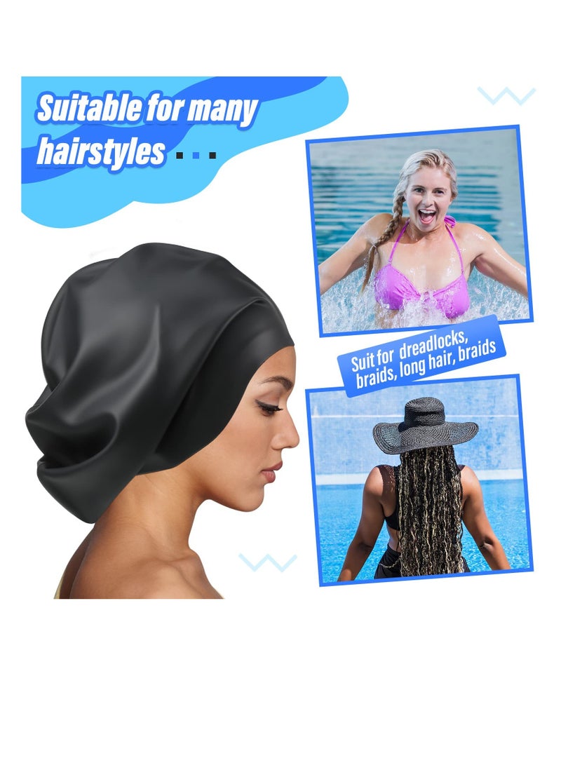 Silicone Swim Cap for Women Men Extra Large Special Design Swimming Cap Waterproof Bathing Cap Swim Hat for Very Long Hair Braids Thick Curly Hair Keep Your Hair Dry