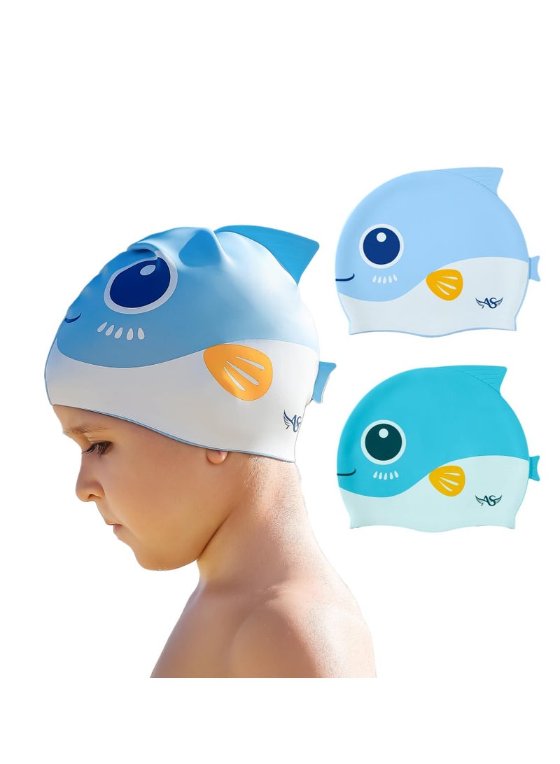 Kids Swim Cap for Boys Girls, Kids Swim Caps for Long Hair & Braids Silicone Swimming Cap, Large Waterproof Swim Hat to Keep Hair Dry, for Short/Long Hair, Ideal for Beach and Pool