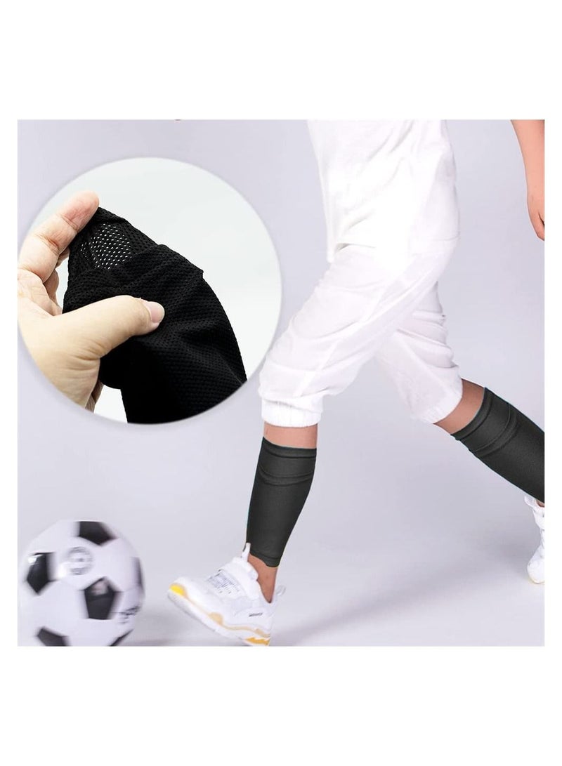 Football Shin Guards, Shin Guards Pads + High Elastic Sleeves, Youth Boys Girls Shin Pad Sleeves for Football Games, EVA Cushon Protection Reduce Hit and Lnjuries