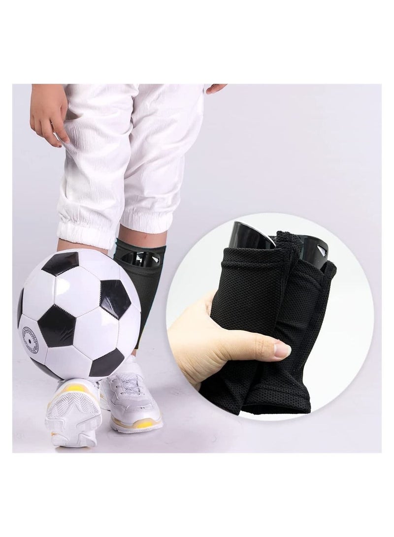 Football Shin Guards, Shin Guards Pads + High Elastic Sleeves, Youth Boys Girls Shin Pad Sleeves for Football Games, EVA Cushon Protection Reduce Hit and Lnjuries