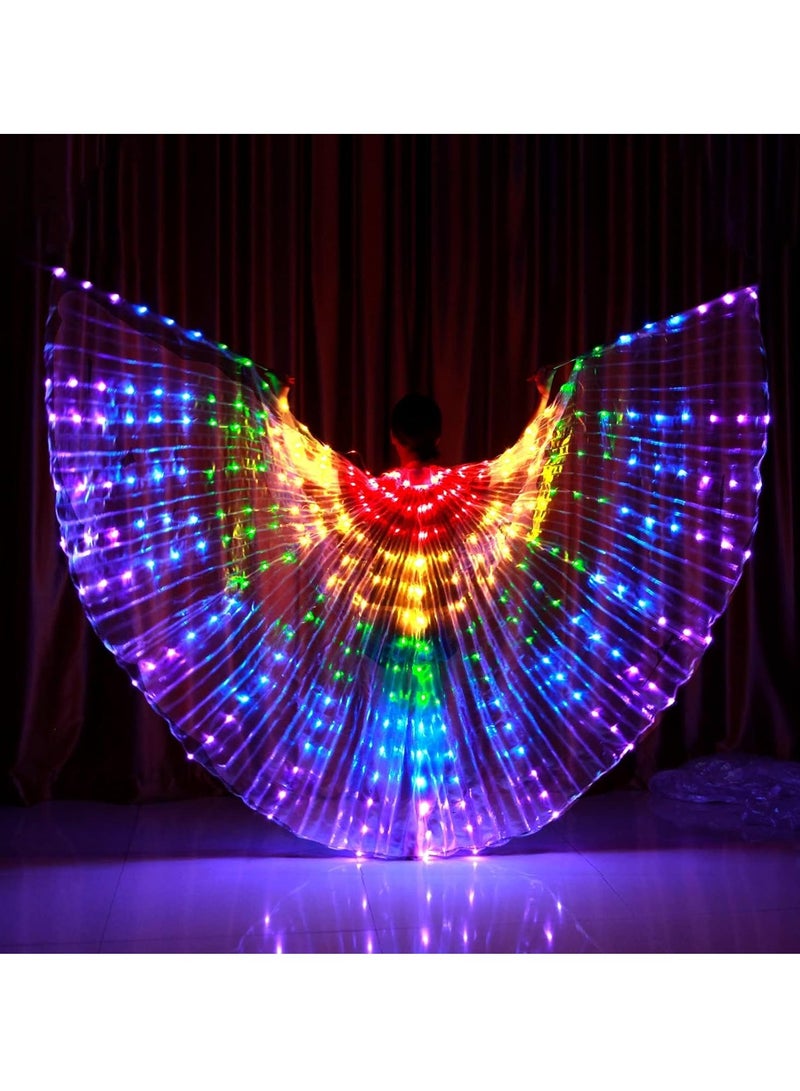 LED Wing Light Up Wings LED Butterfly Wings Belly Dance Wings with Telescopic Stick for Stage Show Glow Light Up Costume Party Club Wear Wings for Women Party