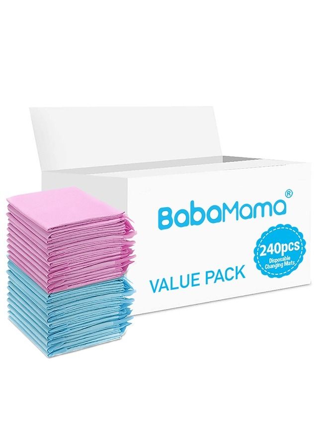Disposable Changing Mats, 240 Counts, Soft Waterproof Mat, Portable Leak Proof Changing Mat, New Mom Leak-Proof Under pad, Mattress Table Protector Pad