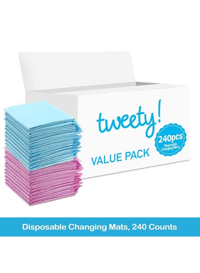 Disposable Changing Mats, 240 Counts, Soft Waterproof Mat, Portable Leak Proof Changing Mat, New Mom Leak-Proof Under pad, Mattress Table Protector Pad