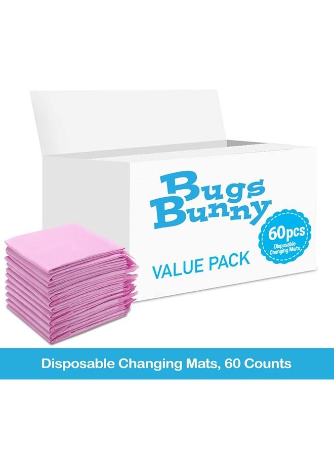 Disposable Changing Mats, 60 Counts, Soft Waterproof Mat, Portable Leak Proof Changing Mat, New Mom Leak-Proof Under pad, Mattress Table Protector Pad
