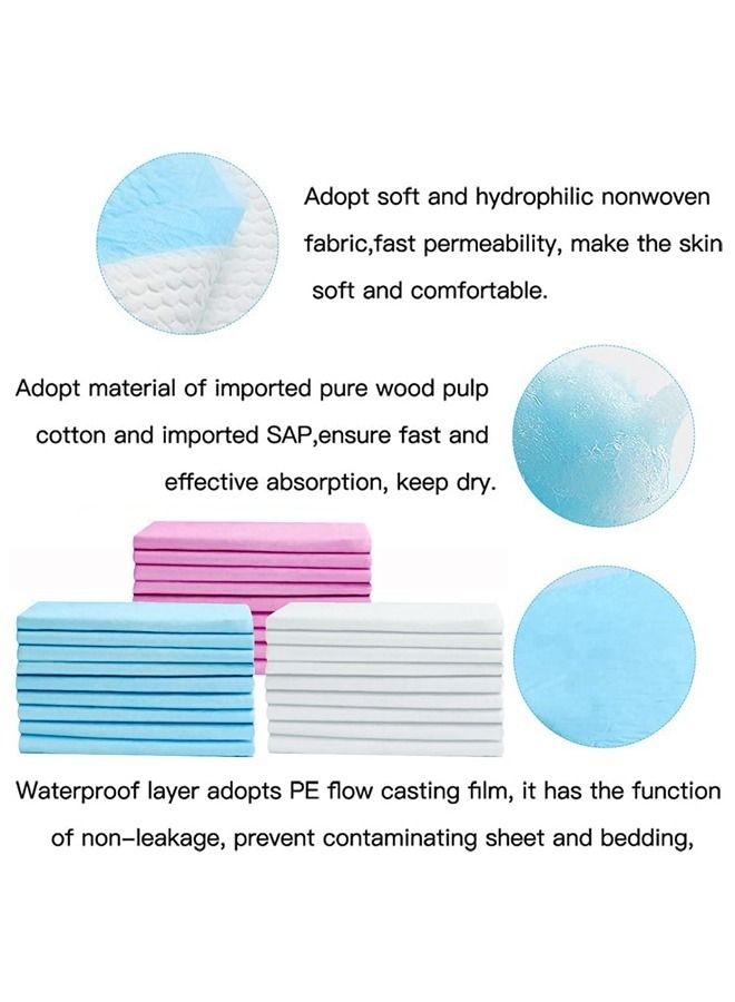 Disposable Changing Mats, 60 Counts, Soft Waterproof Mat, Portable Leak Proof Changing Mat, New Mom Leak-Proof Under pad, Mattress Table Protector Pad