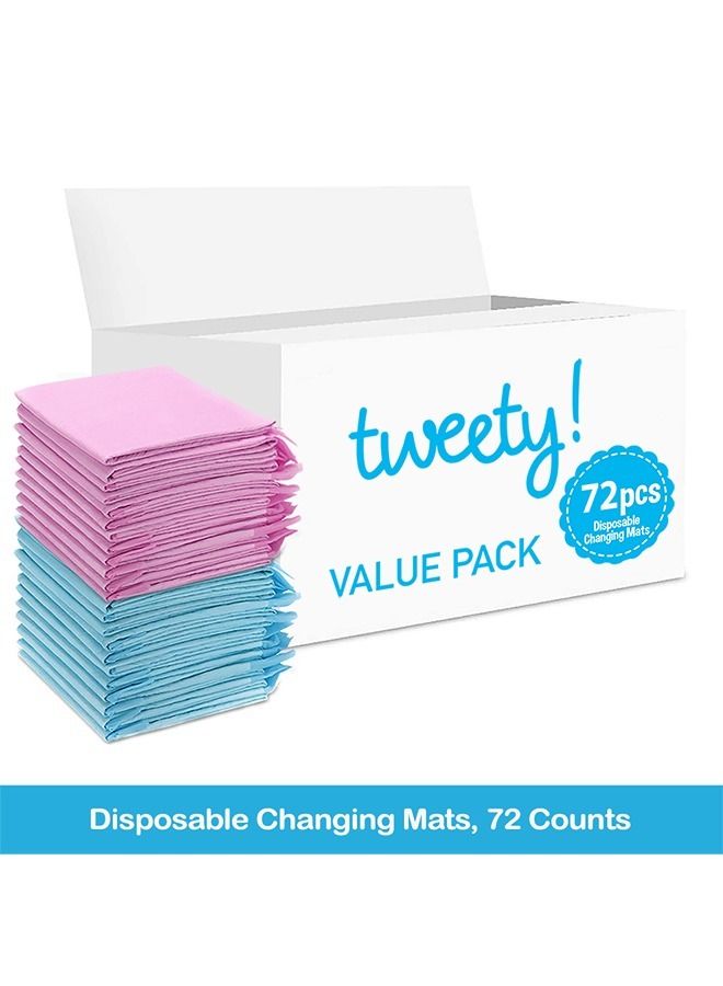 Disposable Changing Mats, 72 Counts, Soft Waterproof Mat, Portable Leak Proof Changing Mat, New Mom Leak-Proof Under pad, Mattress Table Protector Pad