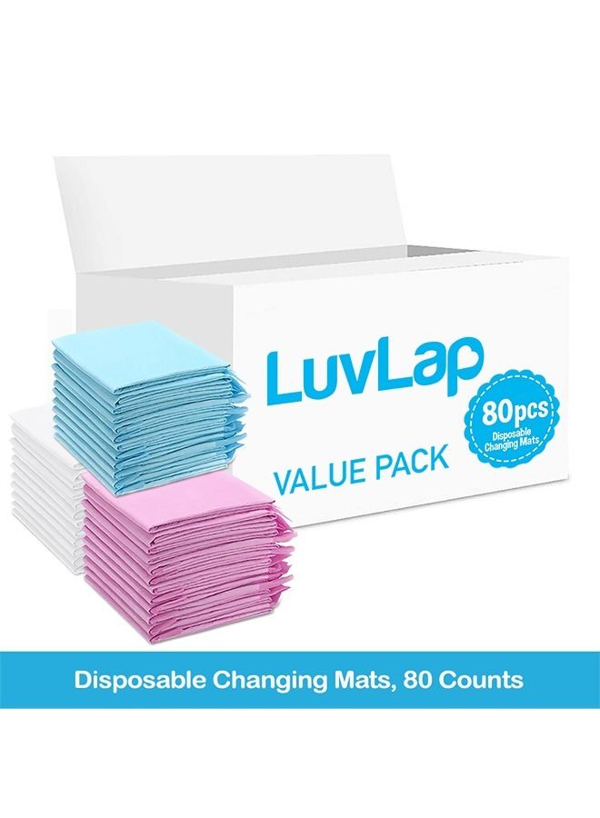 Disposable Changing Mats, 80 Counts, Soft Waterproof Mat, Portable Leak Proof Changing Mat, New Mom Leak-Proof Under pad, Mattress Table Protector Pad