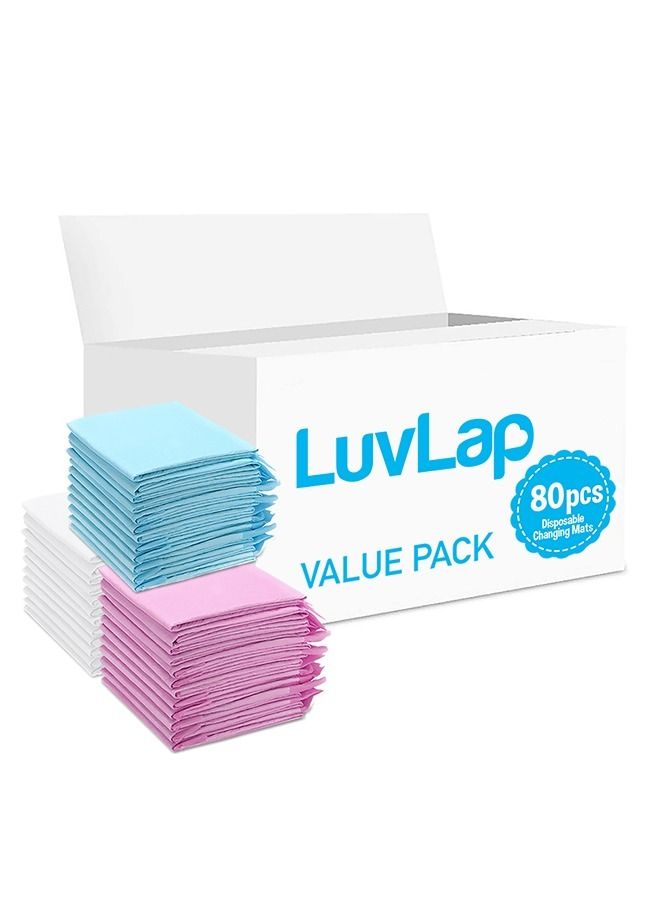 Disposable Changing Mats, 80 Counts, Soft Waterproof Mat, Portable Leak Proof Changing Mat, New Mom Leak-Proof Under pad, Mattress Table Protector Pad