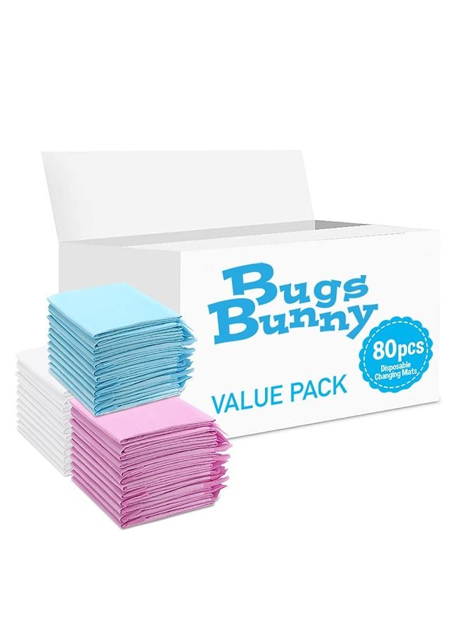 Disposable Changing Mats, 80 Counts, Soft Waterproof Mat, Portable Leak Proof Changing Mat, New Mom Leak-Proof Under pad, Mattress Table Protector Pad