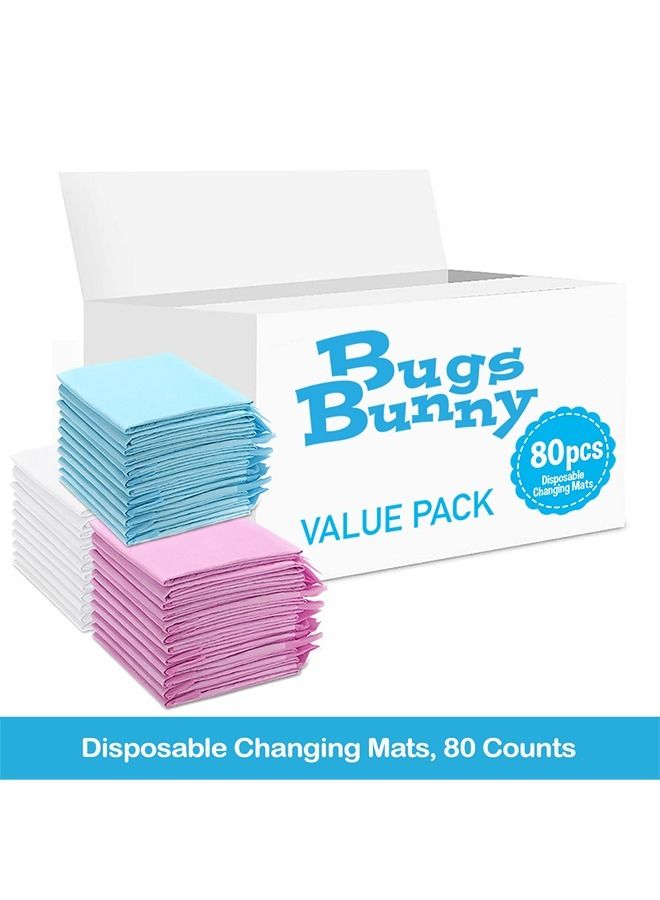 Disposable Changing Mats, 80 Counts, Soft Waterproof Mat, Portable Leak Proof Changing Mat, New Mom Leak-Proof Under pad, Mattress Table Protector Pad