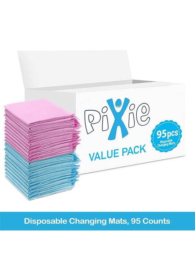Disposable Changing Mats, 95 Counts, Soft Waterproof Mat, Portable Leak Proof Changing Mat, New Mom Leak-Proof Under pad, Mattress Table Protector Pad