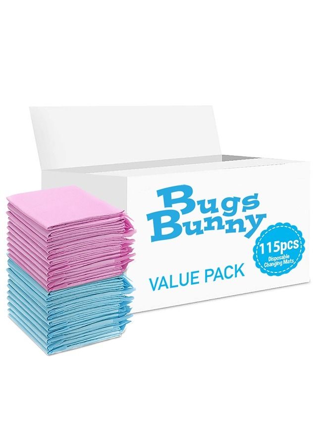 Disposable Changing Mats, 115 Counts, Soft Waterproof Mat, Portable Leak Proof Changing Mat, New Mom Leak-Proof Under pad, Mattress Table Protector Pad