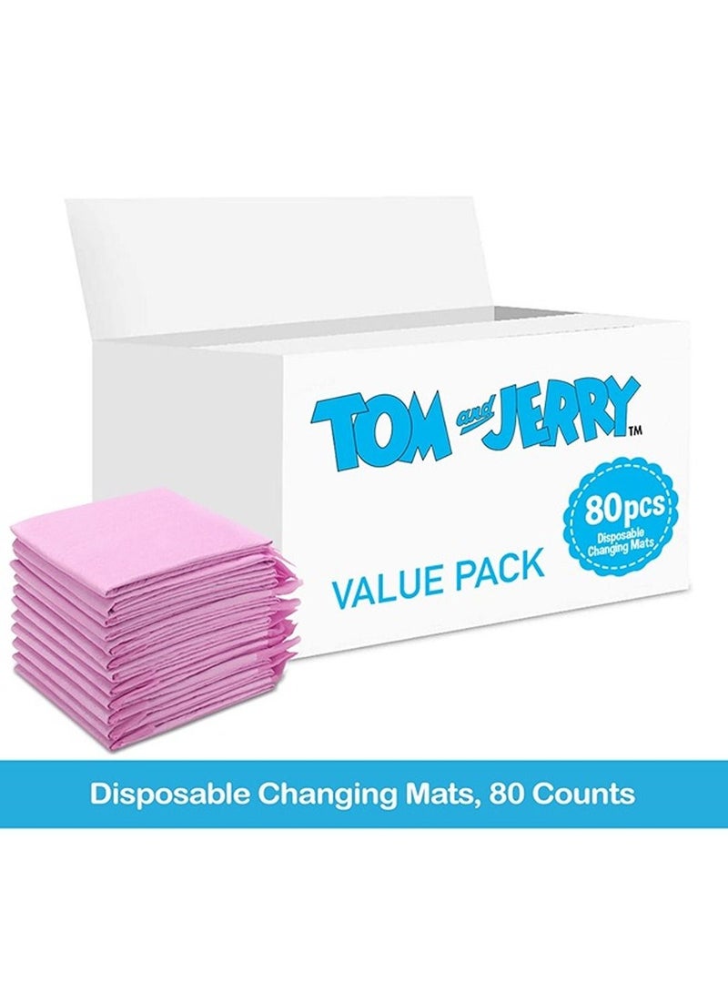 Tom And Jerry Disposable Changing Mats, 80 Counts