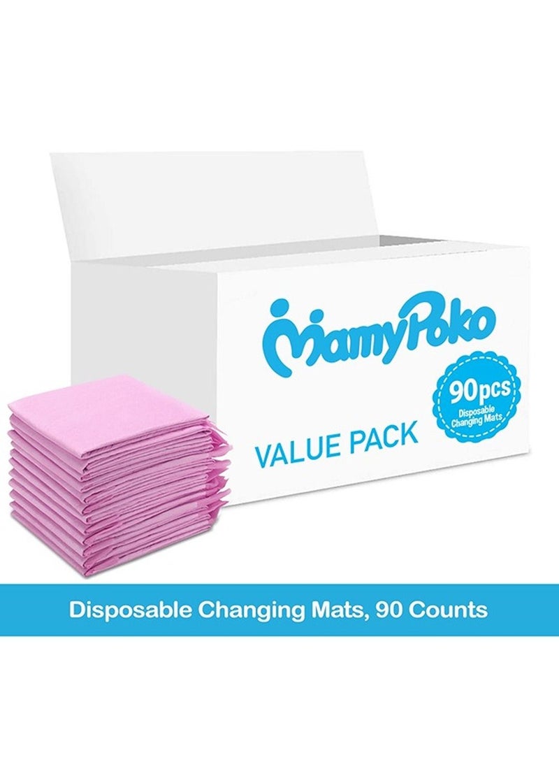 Disposable Changing Mats, 90 Counts, Soft Waterproof Mat, Portable Leak Proof Changing Mat, New Mom Leak-Proof Under pad, Mattress Table Protector Pad