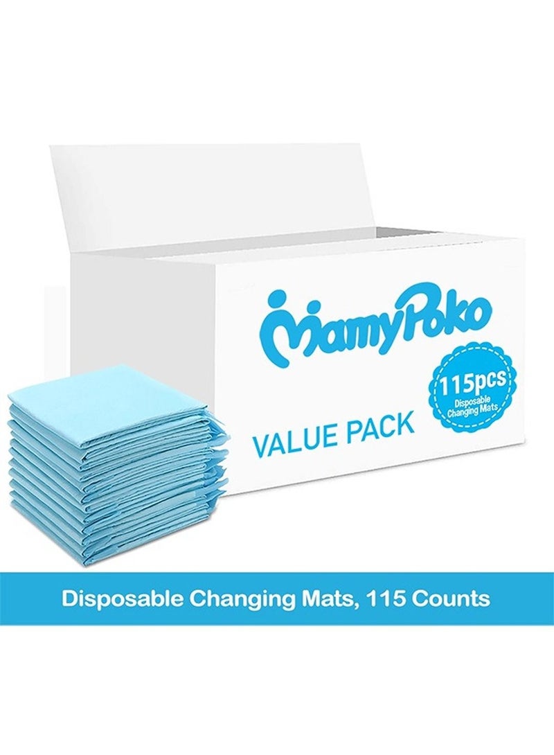 Disposable Changing Mats, 115 Counts, Soft Waterproof Mat, Portable Leak Proof Changing Mat, New Mom Leak-Proof Under pad, Mattress Table Protector Pad