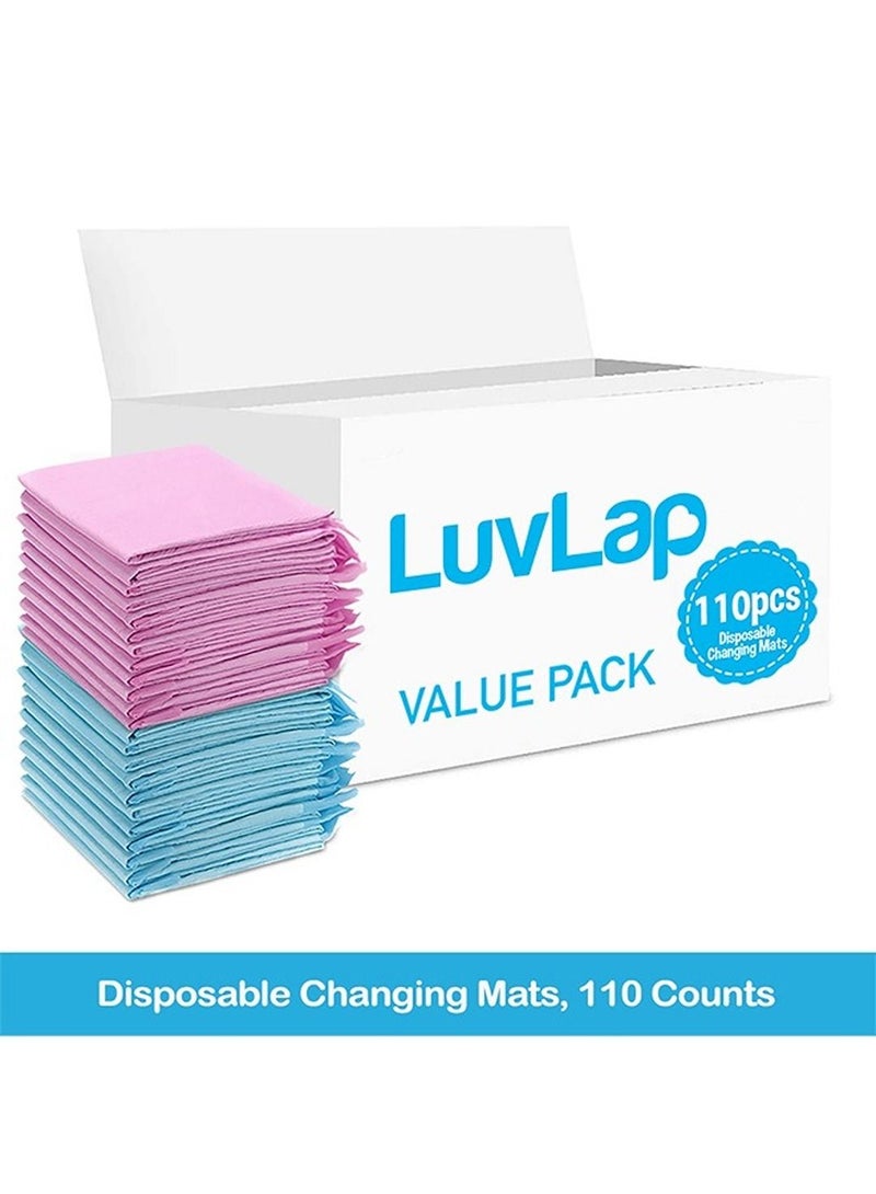 Disposable Changing Mats, 110 Counts, Soft Waterproof Mat, Portable Leak Proof Changing Mat, New Mom Leak-Proof Under pad, Mattress Table Protector Pad