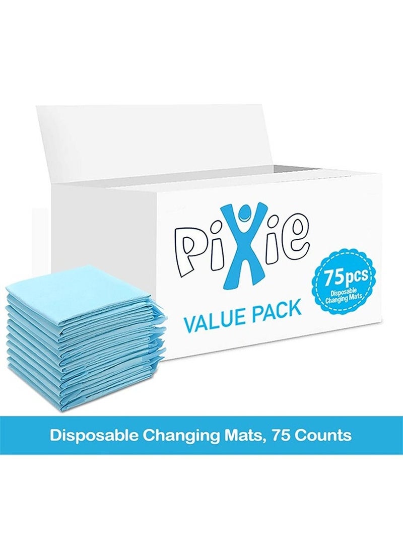 Disposable Changing Mats, 75 Counts, Soft Waterproof Mat, Portable Leak Proof Changing Mat, New Mom Leak-Proof Under pad, Mattress Table Protector Pad