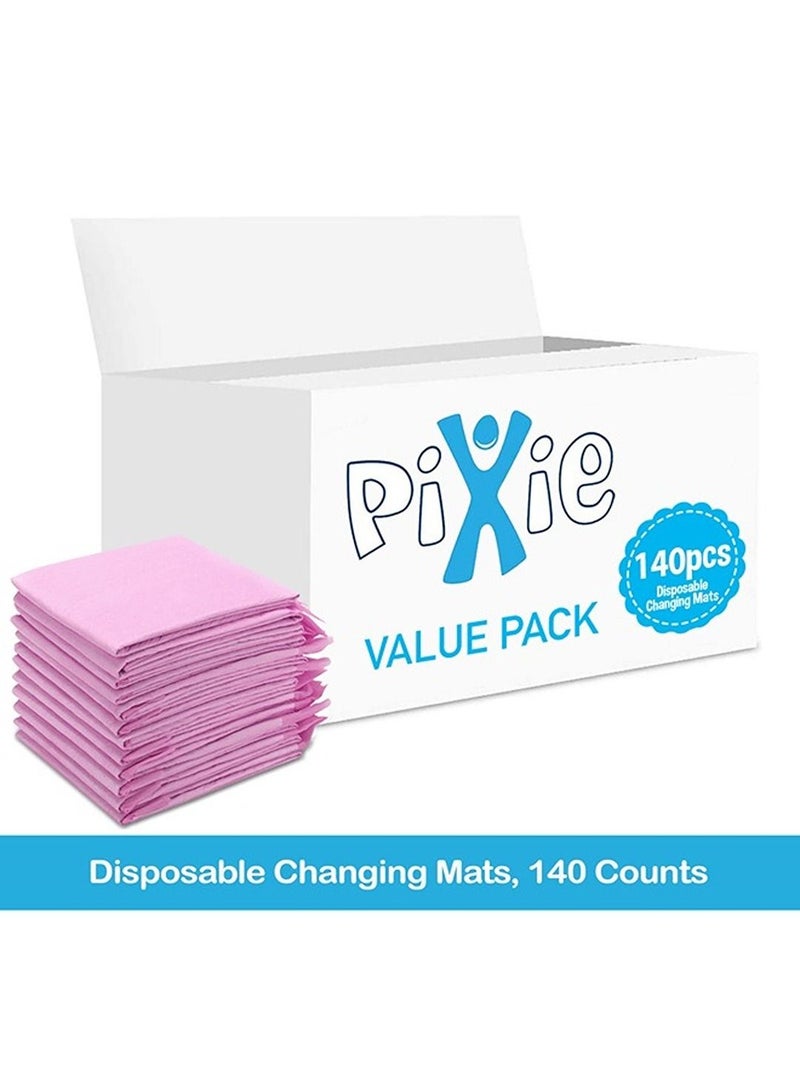 Disposable Changing Mats, 140 Counts, Soft Waterproof Mat, Portable Leak Proof Changing Mat, New Mom Leak-Proof Under pad, Mattress Table Protector Pad