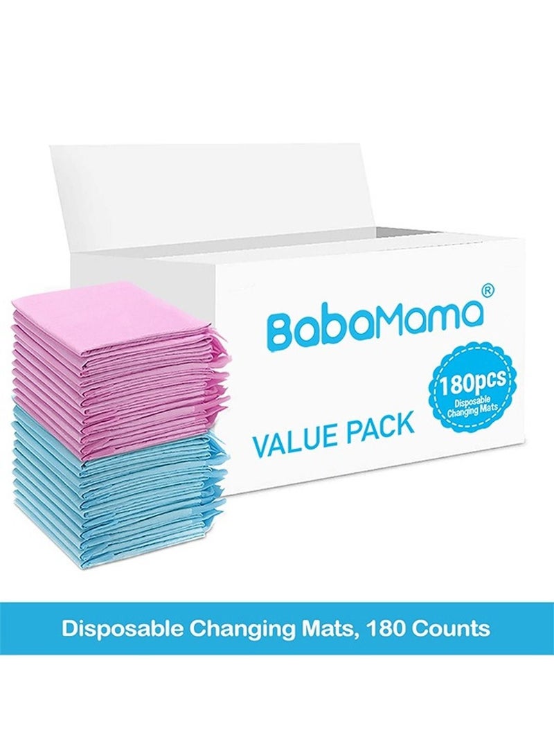 Disposable Changing Mats, 180 Counts, Soft Waterproof Mat, Portable Leak Proof Changing Mat, New Mom Leak-Proof Under pad, Mattress Table Protector Pad