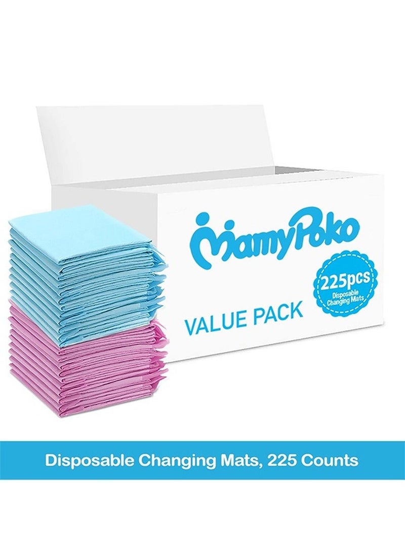 Disposable Changing Mats, 225 Counts, Soft Waterproof Mat, Portable Leak Proof Changing Mat, New Mom Leak-Proof Under pad, Mattress Table Protector Pad