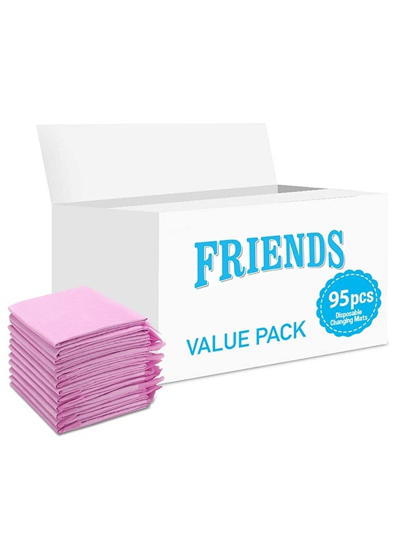 Friends Disposable Changing Mats 95 Counts Soft Waterproof Mat Portable Leak Proof Changing Mat New Mom Leak Proof Under pad Mattress Table Protector Pad