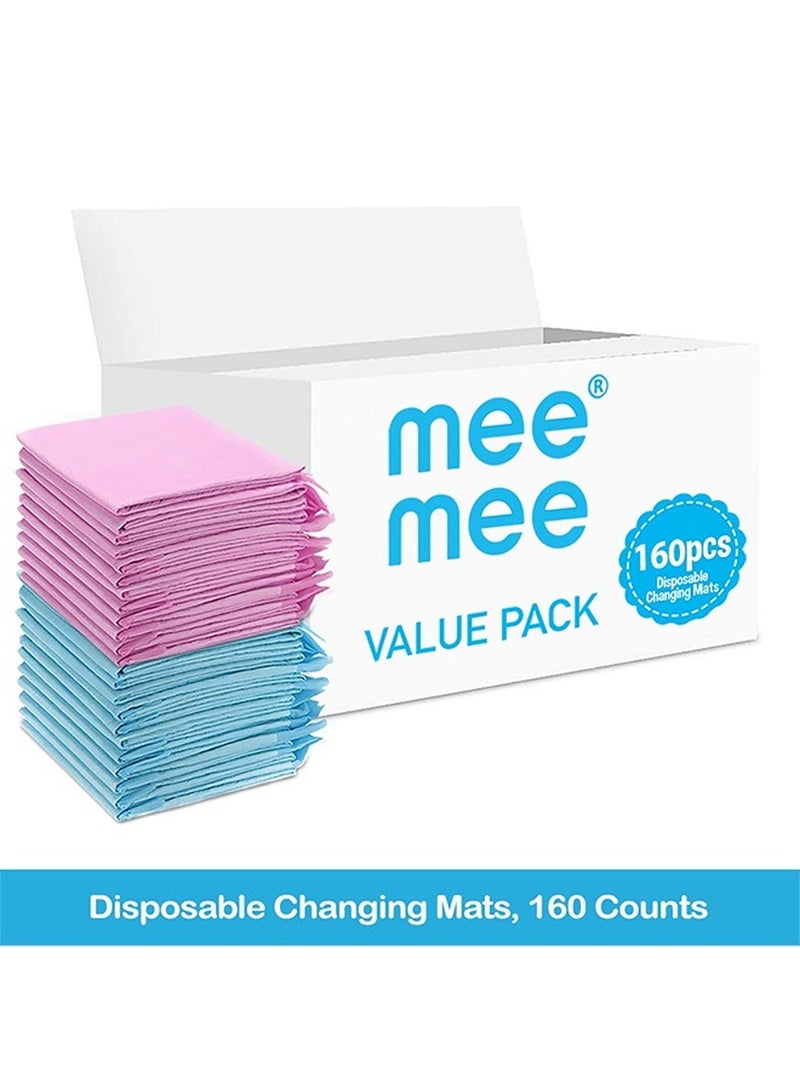 Disposable Changing Mats, 160 Counts, Soft Waterproof Mat, Portable Leak Proof Changing Mat, New Mom Leak-Proof Under pad, Mattress Table Protector Pad